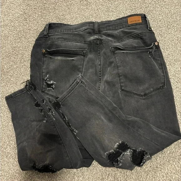 Judy Blue Black Distressed Ankle Jeans - Picture 3 of 3